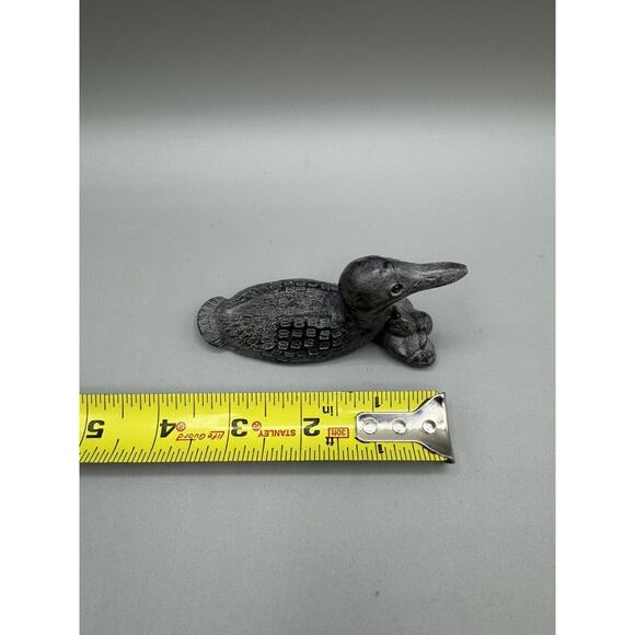 Hand Made in Canada " A Wolf Original " Soapstone Loon And Chick Figurine - Picture 8 of 12